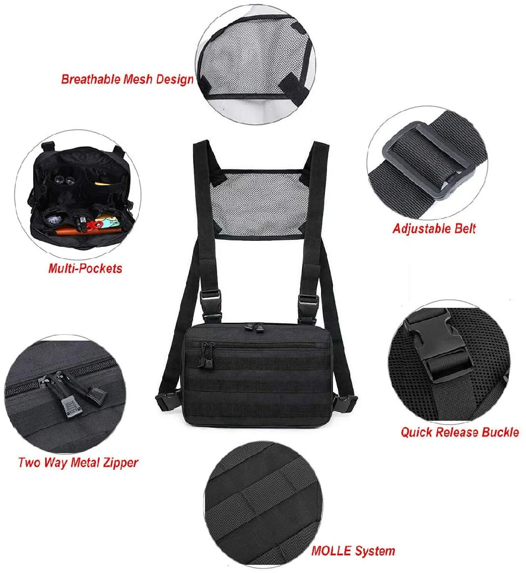 Tactical Chest Rig, Molle Radio Chest Harness Holder Holster Vest for Two Way Radio Walkie Talkies