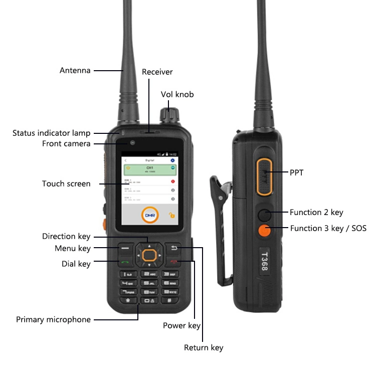 Inrico Wireless Set Walkie Talkie T368 4G Android Two-Way Dmr and Poc Multi-Mode Radios