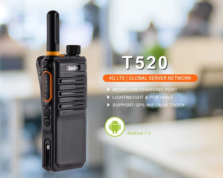 4G Poc LTE Network Android Walkie Way Radio with Dual SIM Card and GPS Button Inrico T520