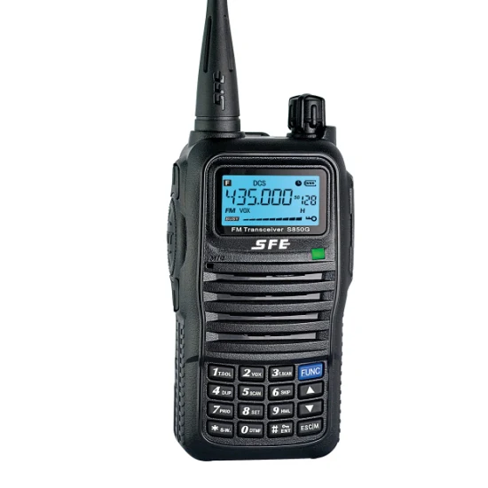 Rádio analógico UHF VHF Sfe S850g-1 com 128 canais, saída de alta potência de 5 W, longo alcance de conversação